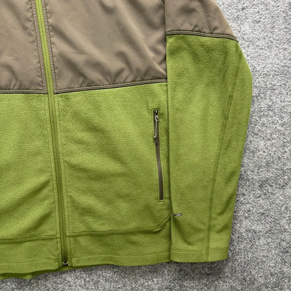 The North Face FlashDry Full Zip Jacket Mens XL‎ Green Brown Outdoor Fleece